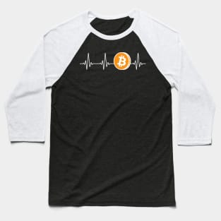 Bitcoin Heartbeat BTC Cryptocurrency Baseball T-Shirt